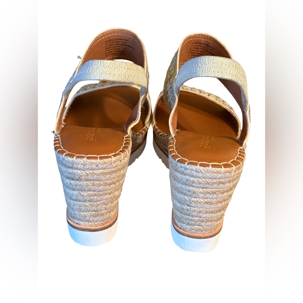 Kenneth Cole Gentle Souls MWT Sz 11 Silver Woven Leather Wedge Sandals (SH164) - Picture 5 of 9